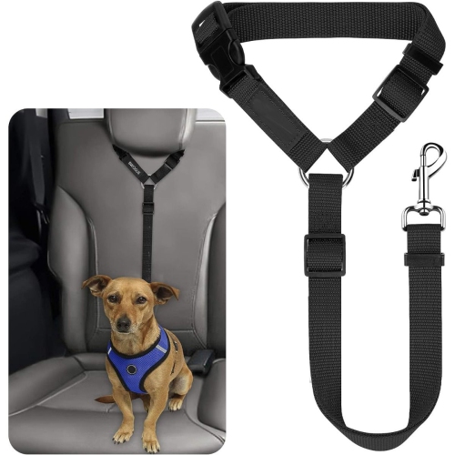 Pet Dog Cat Seat Belts, Car Headrest Restraint Adjustable Safety Leads Vehicle Seatbelt Harness 3-in-1 Dog Car Seat Belt, Dog Short Leash, Pet Car