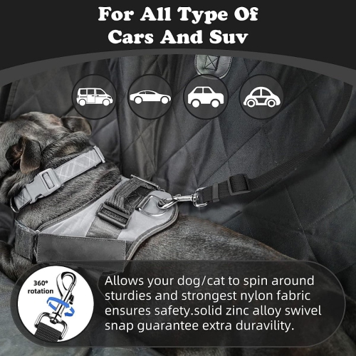 Pet Dog Cat Seat Belts, Car Headrest Restraint Adjustable Safety Leads Vehicle Seatbelt Harness 3-in-1 Dog Car Seat Belt, Dog Short Leash, Pet Car