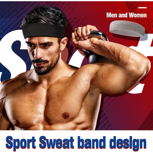Sweatband Wide, Moisture Wicking and Non-Slip Exercise Workout Cotton Headband for Men and Women