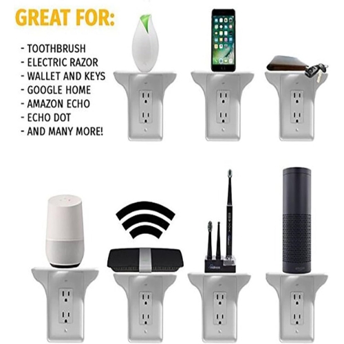 Tablette de recharge électrique Tablette murale Tablette murale pour étagère murale pour salle de bain et salle de cuisine Gestion des câbles Support