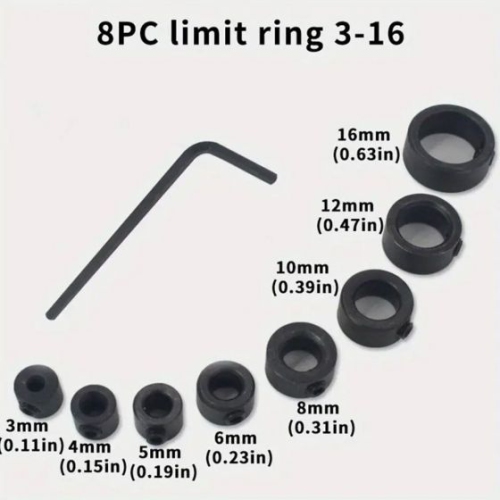 Bague d'arrêt de foret 9PCS, les colliers sont faits d'acier au carbone de haute qualité