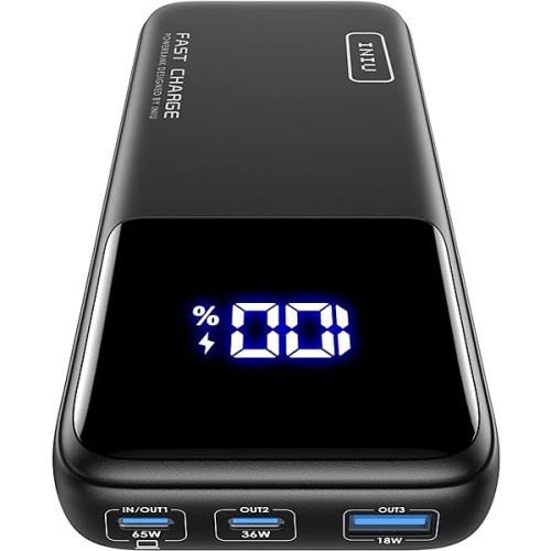INIU ‎14.48 x 2.84 x 7.44 cm Power Bank 65W 20000mAh Fast Charging Laptop Black