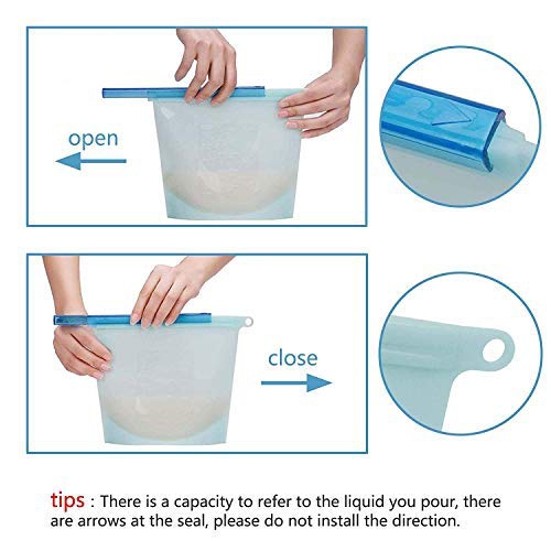 1500 ml Silicone Food Storage Bag , Reusable Silicone Food Storage Bag for Fruit, Vegetables, Meat - blue