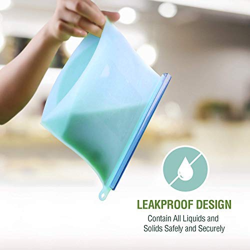 1500 ml Silicone Food Storage Bag , Reusable Silicone Food Storage Bag for Fruit, Vegetables, Meat - blue