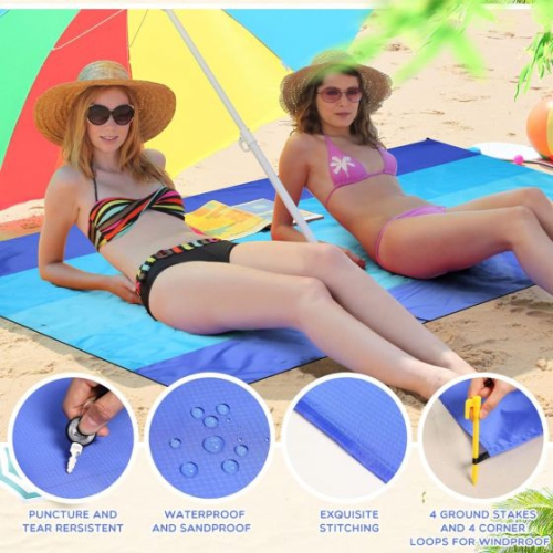Blanket Extra Large Sandproof Waterproof Oversized Beach Mat Quick Drying Lightweight Picnic Blanket for Camping, Travel, Festivals, Hiking