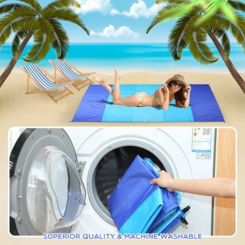 Blanket Extra Large Sandproof Waterproof Oversized Beach Mat Quick Drying Lightweight Picnic Blanket for Camping, Travel, Festivals, Hiking