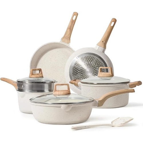 CAROTE ‎23.23 x 14.76 x 7.87 cm Pots and Pans Set Nonstick White
