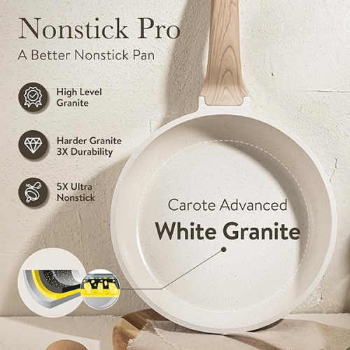 CAROTE ‎23.23 x 14.76 x 7.87 cm Pots and Pans Set Nonstick White