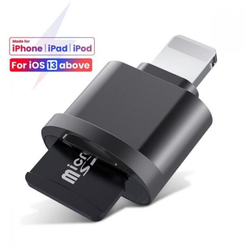 Mini Card Adapter for iPhone & iPad – TF OTG Card Reader – Easy Transfer of Photos & Videos – Compact, Plug & Play Design – Compatible with SD/TF