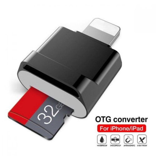 Mini Card Adapter for iPhone & iPad – TF OTG Card Reader – Easy Transfer of Photos & Videos – Compact, Plug & Play Design – Compatible with SD/TF