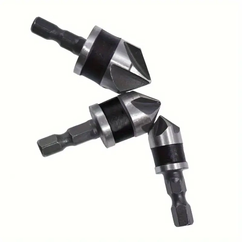 3pcs/Chamfering Tool Carbon Steel 90 Degree Hexagonal Shank Three-pcs Set 12-19mm Woodworking Hole Opener Black Cobalt Drill