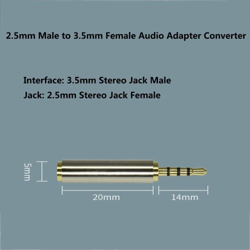 2.5mm Male to 3.5mm Female Stereo Mic Audio Headphone Adapter Converter