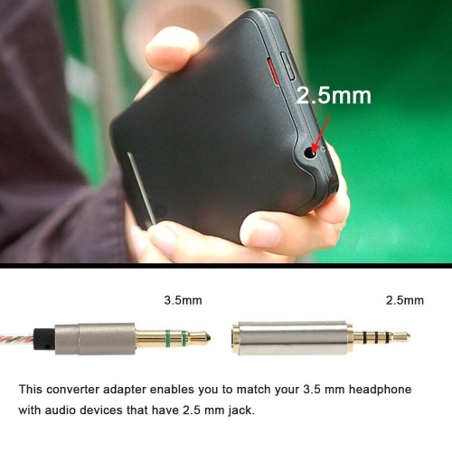 2.5mm Male to 3.5mm Female Stereo Mic Audio Headphone Adapter Converter