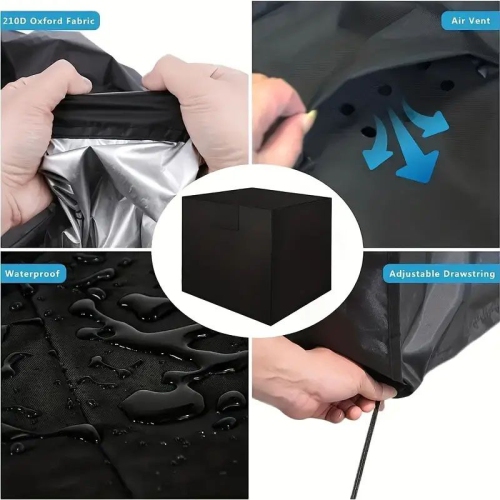 Air Conditioner Cover or for Barbecue Grills Cover- Durable AC Cover Water Resistant Fabric Windproof Design Outdoor Furniture Universal Cover with