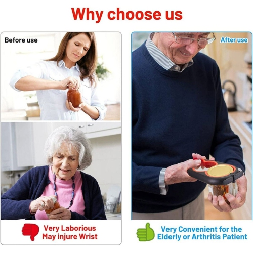 1pc Ergonomic Multifunctional 4-in-1 Jar Opener - Effortless Opening for Arthritic Hands, Seniors with Arthritis, Weak Grip - Manual, Space-Saving,