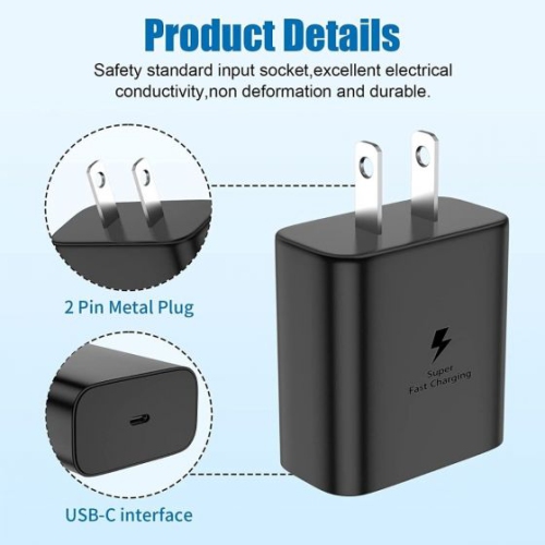 Chargeur mural rapide USB-C de 45W w + câble de 6FT pi