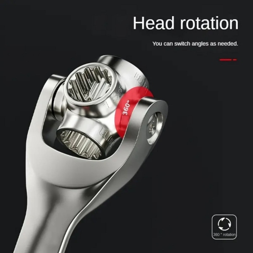 1 Pcs Spanner Socket Wrench, Multifunction Universal Wrench Socket Wrench Multifunction Wrench Tool with 360 Degree Rotating Head, Spanner Tool for