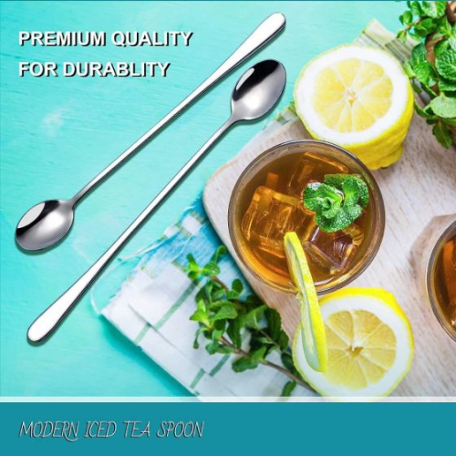 Long Handle Stirring Spoon, Ice Tea Coffee Spoon, Stainless Steel Cocktail Mixing Spoons