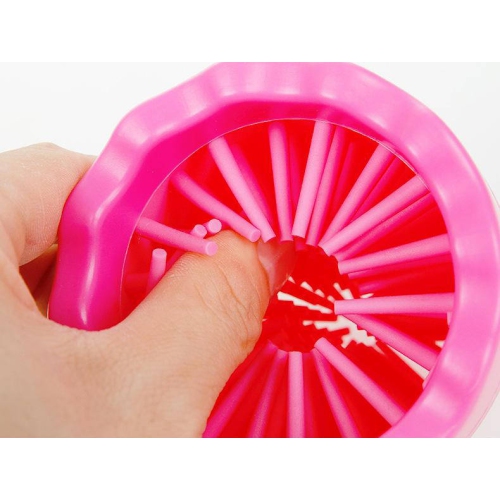 Dog Foot Cleaner Pet ware Portable Dog Paw Cleaner, Portable Pet Paw Quick Washer Cup with Soft Silicone Bristles - Pink