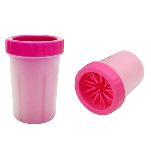 Dog Foot Cleaner Pet ware Portable Dog Paw Cleaner, Portable Pet Paw Quick Washer Cup with Soft Silicone Bristles - Pink