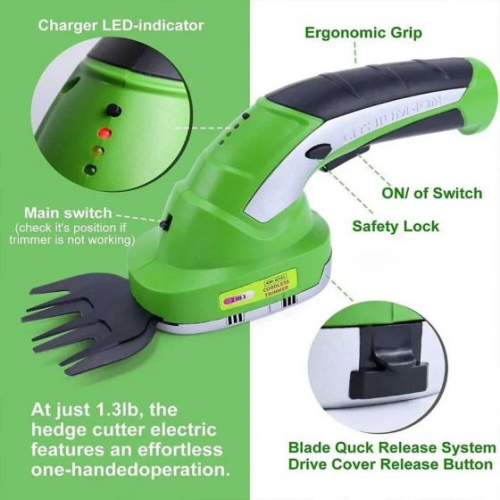 Hedge Trimmer & Cordless Grass Shear-2 in 1 Handheld Grass Trimmer