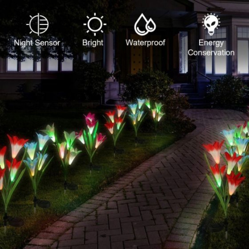 Lily Solar Flower Lights – High-Quality, Waterproof with Auto On/Off and Colorful LED