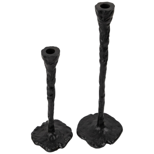Slim Hammered Metal Taper Candle Holders - 16" - Black - Set of 2