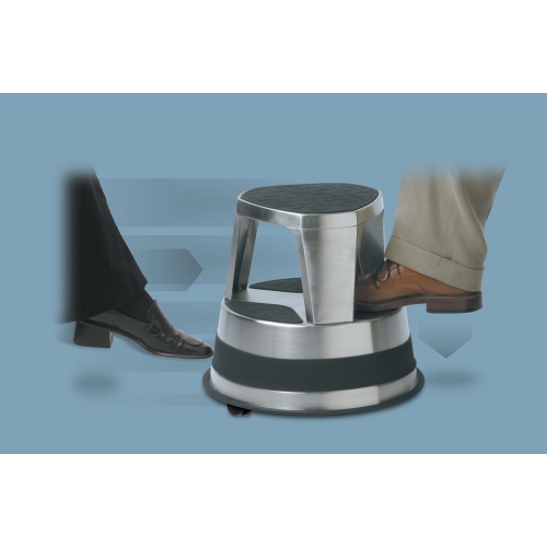 BLACKCOMB Stainless Steel Rolling Step Stool