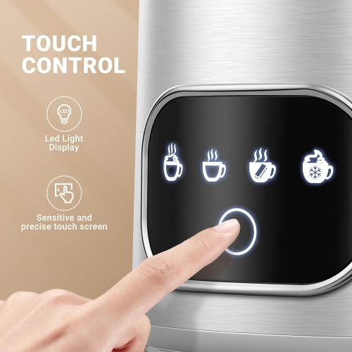 AMZCHEF 4-IN-1 Electric Milk Frother 550W | 400ML Mousseur Lait Electrique with LED Touch Screen | Fast and Uniform 3D Induction Heat Milk Steamer