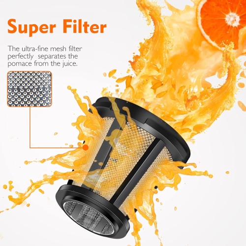 Masticating Juicer Machines, AMZCHEF Slow Cold Press Juicer with Reverse Function, High Juice Yield, Easy Clean with Brush,Recipes for High Nutrient