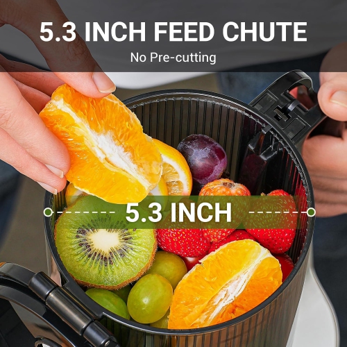 AMZCHEF – extracteur de jus masticateur à extraction lente et à extraction lente, 5,3 po, fruits entiers, machines d’extraction électrique à pression