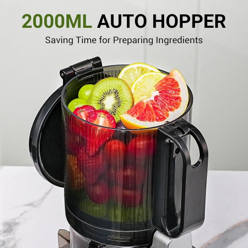 AMZCHEF – extracteur de jus masticateur à extraction lente et à extraction lente, 5,3 po, fruits entiers, machines d’extraction électrique à pression