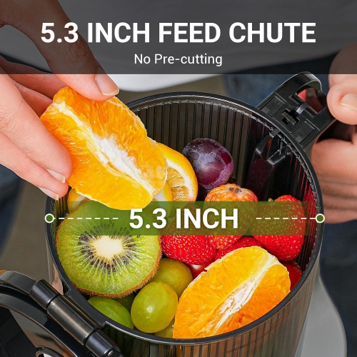 AMZCHEF – extracteur de jus masticateur à extraction lente et à extraction lente, 5,3 po, fruits entiers, machines d’extraction électrique à pression