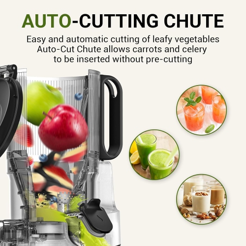 AMZCHEF – extracteur de jus masticateur à extraction lente et à extraction lente, 5,3 po, fruits entiers, machines d’extraction électrique à pression