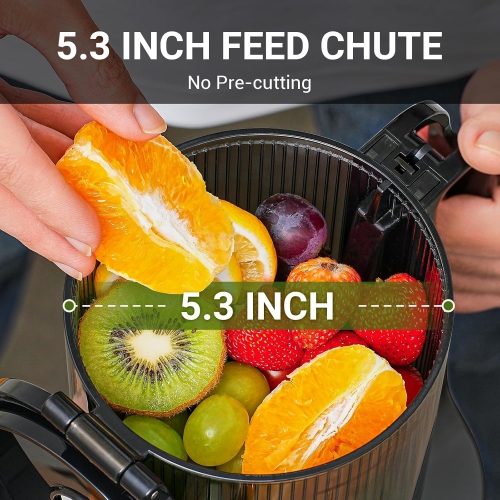 AMZCHEF – extracteur de jus masticateur à extraction lente et à extraction lente, 5,3 po, fruits entiers, machines d’extraction électrique à pression