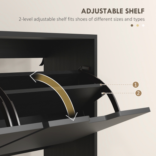 HOMCOM – Armoire à chaussures avec 4 tiroirs rabattables et tablette réglable, armoire de rangement pour chaussures pour entrée, couloir, peut