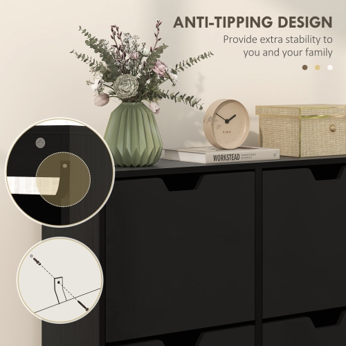 HOMCOM – Armoire à chaussures avec 4 tiroirs rabattables et tablette réglable, armoire de rangement pour chaussures pour entrée, couloir, peut