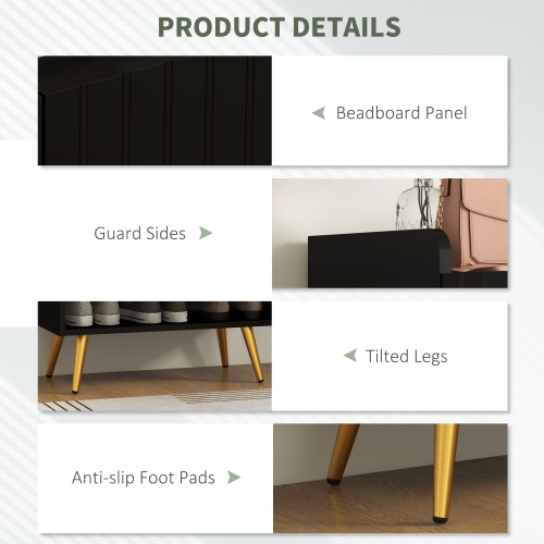 HOMCOM Narrow Shoe Cabinet for Entryway, Shoe Storage Cabinet with 2 Doors, Adjustable Shelves, Open Compartment and Steel Legs for Hallway, Living