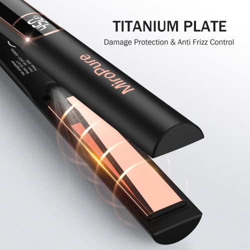 Fer à lisser MiroPure Titanium plates avec chaleur 15S, fer à cheveux à ions négatifs en céramique HGM professionnel, double tension pour femmes