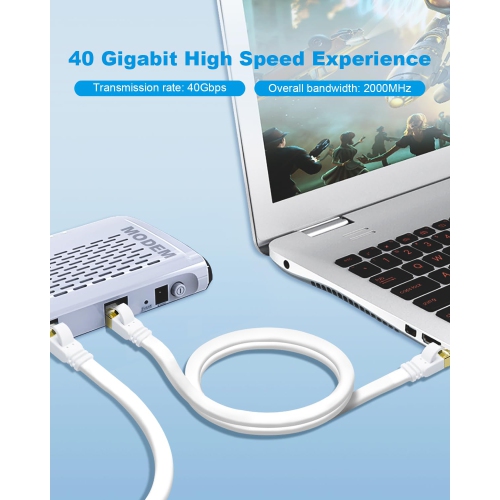 Cat6e Ethernet Cable, Outdoor&Indoor 10Gbps, Flat Internet RJ45 LAN Patch Cords, Solid High Speed Computer Wire With Clips