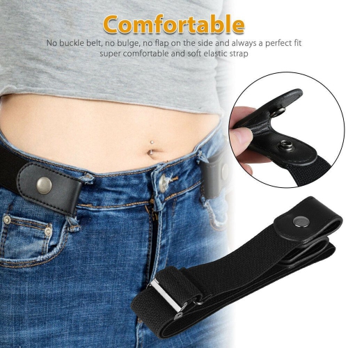 ISTAR Elastic Waistband Belt, Adjustable Waist Elasticity For Pants For Women And Men, Adjustable Belt For Pregnancy Pants, Adjustable Alloy Button