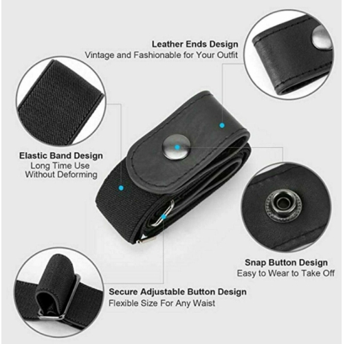 ISTAR Elastic Waistband Belt, Adjustable Waist Elasticity For Pants For Women And Men, Adjustable Belt For Pregnancy Pants, Adjustable Alloy Button