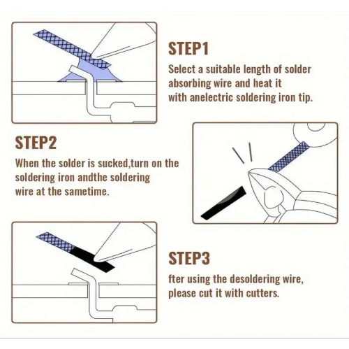 Solder Wick Braid Remover Tool, Pure Metal Desoldering Wick Wire Roll, No-Clean Solder Sucker For Electrical Component Disassembly