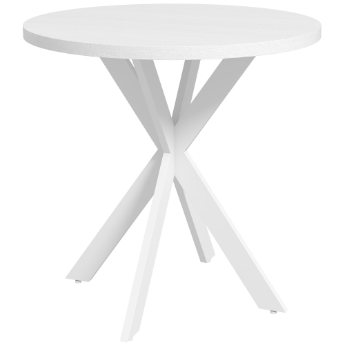 HOMCOM  " 29"" Round Dining Table for 2-4 People, Modern Contemporary Kitchen Table With Steel Legs, White"