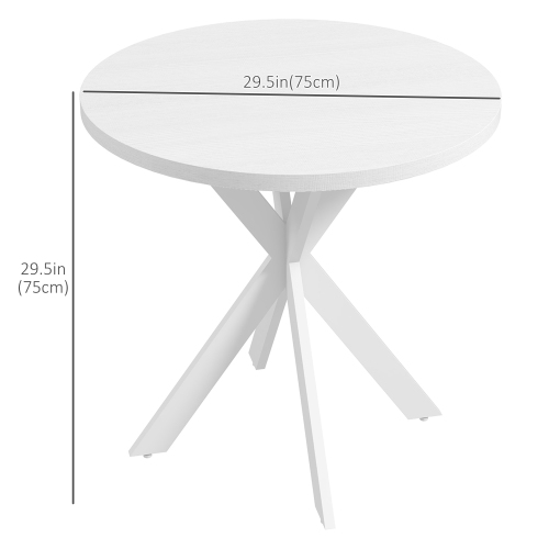 HOMCOM – Table de salle à manger ronde de 29 po pour 2-4 personnes, table de cuisine contemporaine moderne avec pattes en acier, blanc