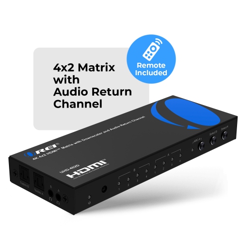 OREI 4K 4x2 HDMI Matrix Switch With ARC Audio Extraction, HDR & Downscaling