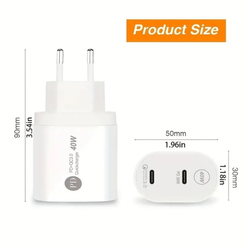 40W PD Fast Charger Adapter: For Rapid Charging of Smartphones and Tablets