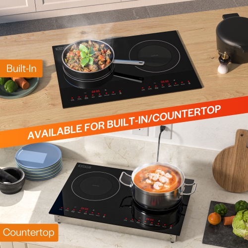 13-in Portable Dual Heating Elements 1800-W Built-in Induction Cooktop 120-V(EMPV-13EC09)