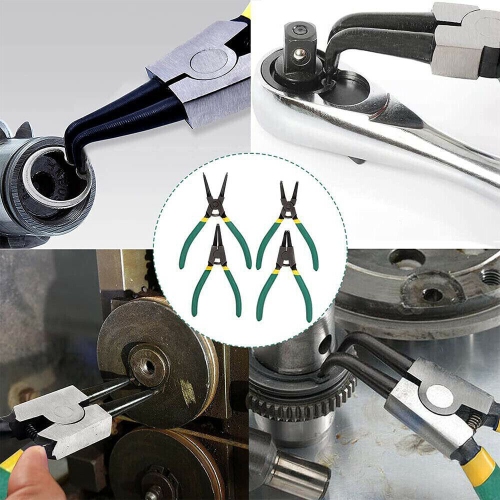 4pcs Circlip Pliers, 7 Inch, Inward Curved Straight Snap Ring, Circlip Plier Tool