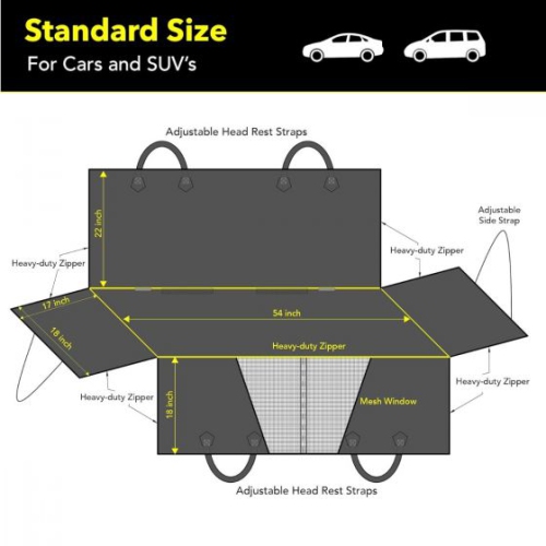 HOUSSE DE siège d'auto pour chien – matériau étanche, intérieur avec rembourrage en coton PP pour plus de confort